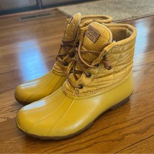Yellow Sperry Duck Boots
